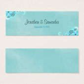 Dark Aqua Blue Floral Kleine Gastgeschenk Hochzeit (Vorne & Hinten)