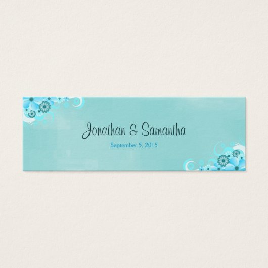 Dark Aqua Blue Floral Kleine Gastgeschenk Hochzeit (Vorderseite)