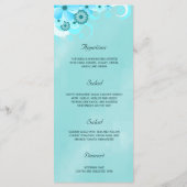 Dark Aqua Blue Floral Wedding Dinner Menu Cards Menükarte (Rückseite)