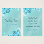 Dark Aqua Blue Floral Wedding Mini retten Termine (Vorne & Hinten)