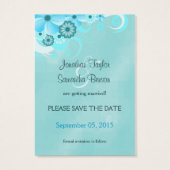 Dark Aqua Blue Floral Wedding Mini retten Termine (Rückseite)