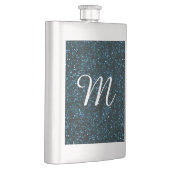 Dark Aqua Blue Glitzer Flachmann (Rechts)