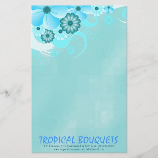 Dark Aqua Blue Hibiskus Florist Stationspapier Briefpapier (Vorderseite)