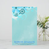 Dark Aqua Blue Hibiskus Florist Stationspapier Briefpapier (Stehend Vorderseite)