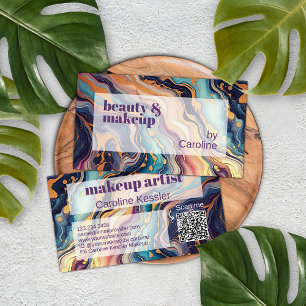 Dark Aqua Blue Lila Pink Gold Marmor Art Muster Visitenkarte