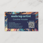 Dark Aqua Blue Lila Pink Gold Marmor Art Muster Visitenkarte (Rückseite)