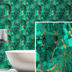 Dark Aqua Green Gold marmoriert Tapete