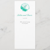 Dark Aqua Seashell Wedding Reception Dinner Menu Menükarte (Rückseite)