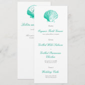 Dark Aqua Seashell Wedding Reception Dinner Menu Menükarte (Vorne/Hinten)