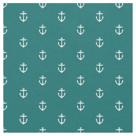 Dark Aquamarin Anchor Print Stoff (Nahaufnahme)