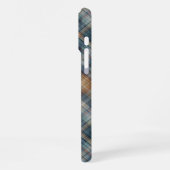 Dark Aquamarin Blue Beige Tan Kariert Gingham Patt iPhone Hülle (Linke Seite)