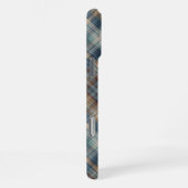 Dark Aquamarin Blue Beige Tan Kariert Gingham Patt iPhone Hülle (Rechte Seite)