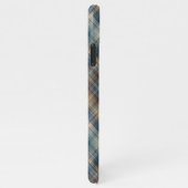 Dark Aquamarin Blue Beige Tan Kariert Gingham Patt iPhone Hülle (Rechte Seite)