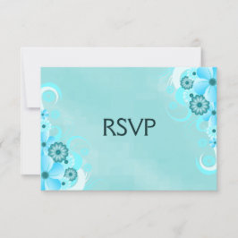 Dark Aquamarin Blue Floral Elegante UAWG Response RSVP Karte