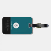 Dark Aquamarin Blue Personalisiert Golfer Monogram Gepäckanhänger (Rückseite horizontal)