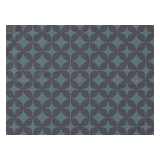 Dark Aquamarin Blue Simple Geometric Pattern Tischdecke (Vorderseite (Horizontal))