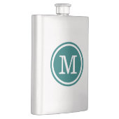 Dark Aquamarin Custom Personalisiert Monogram Flachmann (Rechts)