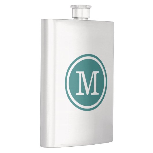 Dark Aquamarin Custom Personalisiert Monogram Flachmann (Rechts)