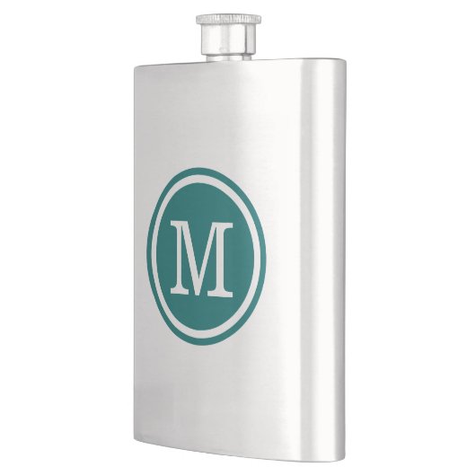 Dark Aquamarin Custom Personalisiert Monogram Flachmann (Links)