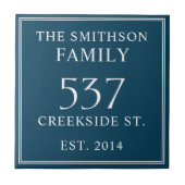 Dark Aquamarin Date Establishment Address House Pl Fliese (Vorderseite)