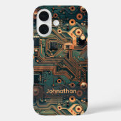Dark Aquamarin Gold Circuit Board kundenspezifisch Case-Mate iPhone Hülle (Rückseite)