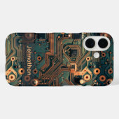 Dark Aquamarin Gold Circuit Board kundenspezifisch Case-Mate iPhone Hülle (Rückseite (Horizontal))