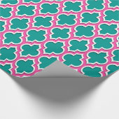 Dark Aquamarin Hot Pink White Marokkaner #4DS Geschenkpapier (Ecke)