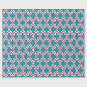 Dark Aquamarin Hot Pink White Marokkaner #4DS Geschenkpapier (Flach)