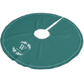 Dark Aquamarin Laurel Family Monogram Custom Polyester Weihnachtsbaumdecke (Schrägansicht)