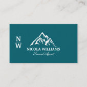 Dark Aquamarin Mountain Logo Travel Agent Visitenkarte (Vorderseite)
