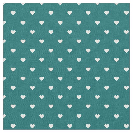 Dark Aquamarin Polka Dot Hearts Stoff (Nahaufnahme)