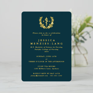 Dark Aquamarin Registered Nurse Asclepius+Laurel W Folieneinladung