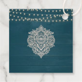 Dark Aquamarin Rustic Elegance Gastgeschenk Hochze Geschenkanhänger (Rückseite)