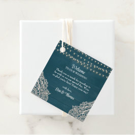 Dark Aquamarin Rustic Elegance Gastgeschenk Hochze Geschenkanhänger