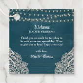 Dark Aquamarin Rustic Elegance Gastgeschenk Hochze Geschenkanhänger (Vorderseite)