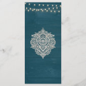 Dark Aquamarin Rustic Elegance Menu Card Menükarte (Rückseite)