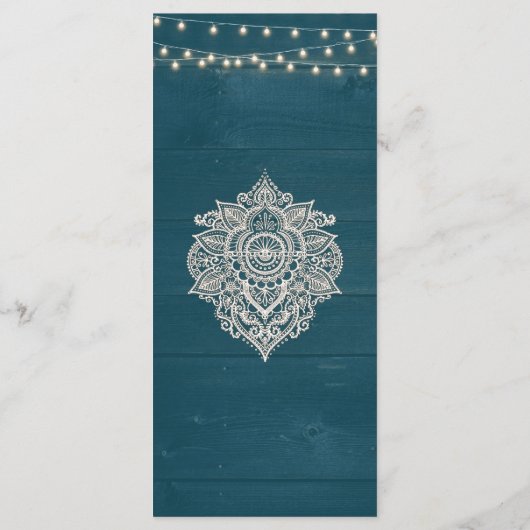 Dark Aquamarin Rustic Elegance Menu Card Menükarte (Rückseite)