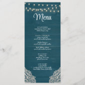 Dark Aquamarin Rustic Elegance Menu Card Menükarte (Vorderseite)
