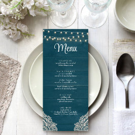 Dark Aquamarin Rustic Elegance Menu Card Menükarte