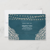 Dark Aquamarin Rustic Elegance RSVP Card Dankeskarte (Rückseite)