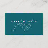 Dark Aquamarin Signature Script QR Code Social Med Visitenkarte (Vorderseite)