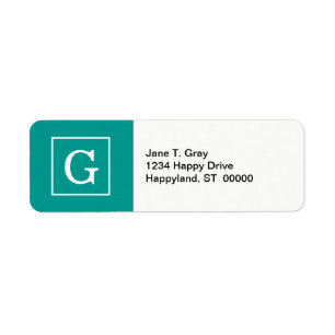 Dark Aquamarin White Gerahmt Initial Monogram