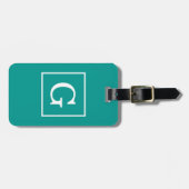 Dark Aquamarin White Gerahmt Initial Monogram Gepäckanhänger (Vorderseite horizontal)