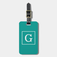 Dark Aquamarin White Gerahmt Initial Monogram