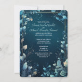 Dark Aquamarine und Aquamarin Blue Floral Wedding Einladung (Vorderseite)