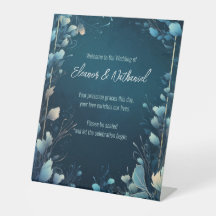 Dark Aquamarine und Aquamarin Blue Floral Wedding