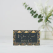 Dark Art Deco QR Code Business Card Visitenkarte (Stehend Vorderseite)