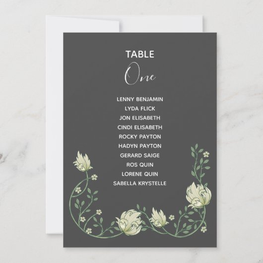 Dark Art Deko Blume Tischnummer Sitzplan (Rückseite)