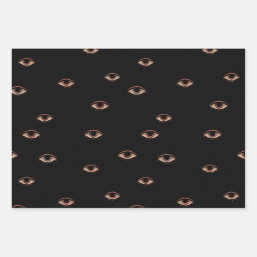 Dark Art Line Faces Wrapping Paper Set Geschenkpapier Set (Vorderseite 2)