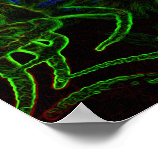 Dark Art Neon Coral Poster von J.W. Vaterree. (Ecke)